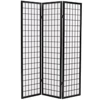 Paravan pliabil cu 3 panouri, in stil japonez, vidaXL, 120 x 170 cm, Negru