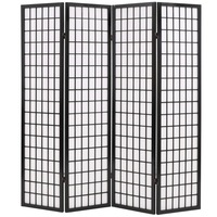 Paravan pliabil cu 4 panouri, in stil japonez, vidaXL, 160 x 170 cm, Negru
