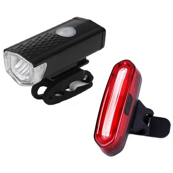 Far 1 led, stop line led, reincarcabile USB, kit set lumini bicicleta, negru Far 1 led, stop line led, reincarcabile USB, kit set lumini bicicleta, negru