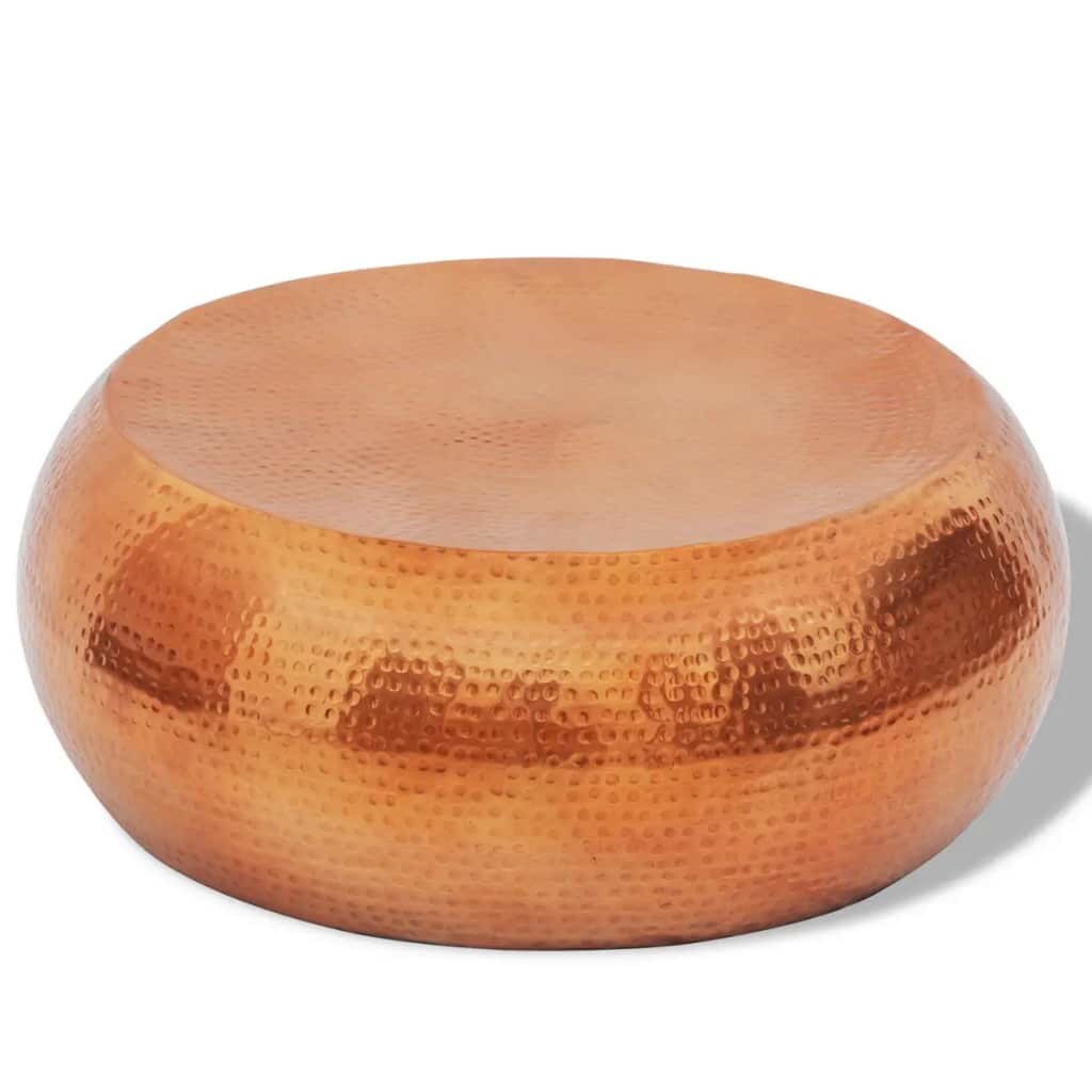 Masuta de cafea, VidaXL, aluminiu batut la ciocan, culoare cupru/alama