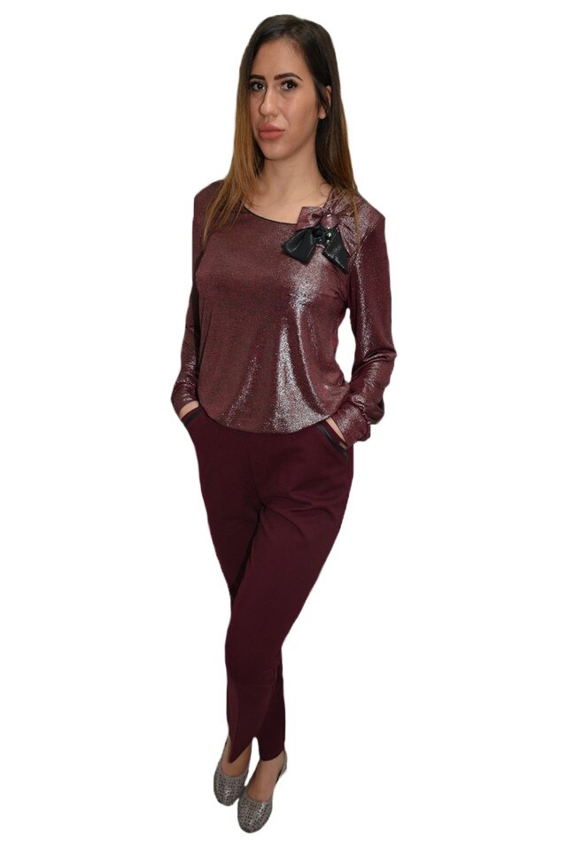 Pantaloni casual cu buzunare, D&J Exclusive, Marsala