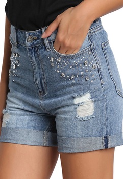 Pantaloni dama scurti, Vero Moda, Anna Rhinestone, Albastru, S Pantaloni dama scurti, Vero Moda, Anna Rhinestone, Albastru, S