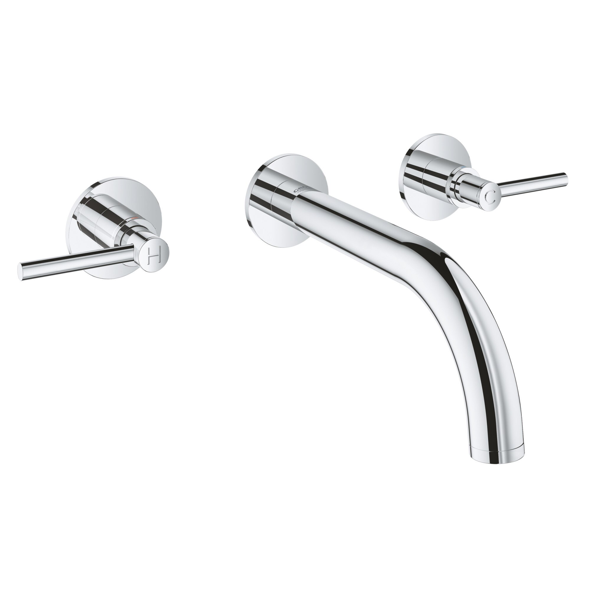 Baterie lavoar Grohe Atrio, 1/2'', montare pe perete, marimea S, cap ceramic, aerator laminar, Crom