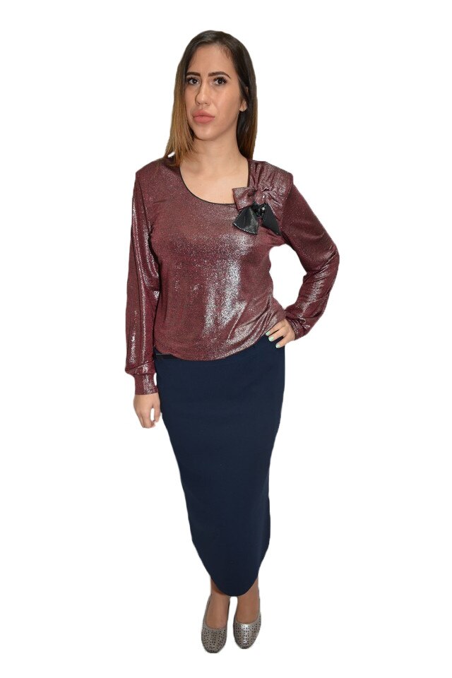 Fusta chic cu croiala dreapta, D&J Exclusive, Bleumarin