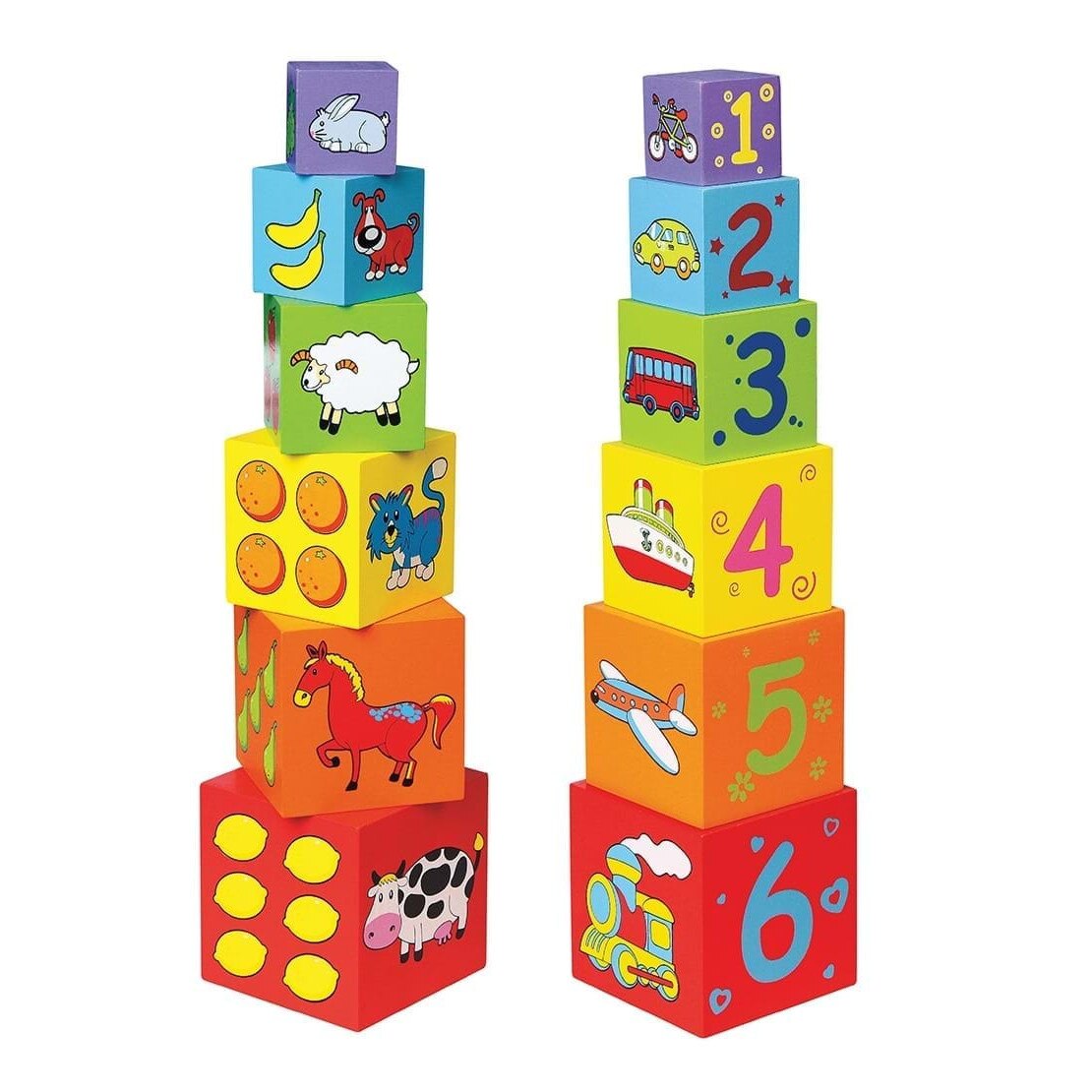 Cuburi de lemn New Classic Toys, 11 x 11 x 48 cm, MGC