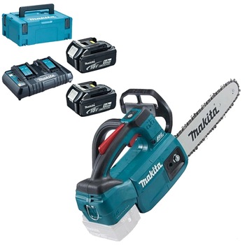 Fierastrau electric (drujba) cu acumulator Makita DUC254Z+, 18 V, 5 Ah, 25 cm lungime lama, 24 m/s viteza lant + 2 acumulatori + incarcator Fierastrau electric (drujba) cu acumulator Makita DUC254Z+, 18 V, 5 Ah, 25 cm lungime lama, 24 m/s viteza lant + 2 acumulatori + incarcator
