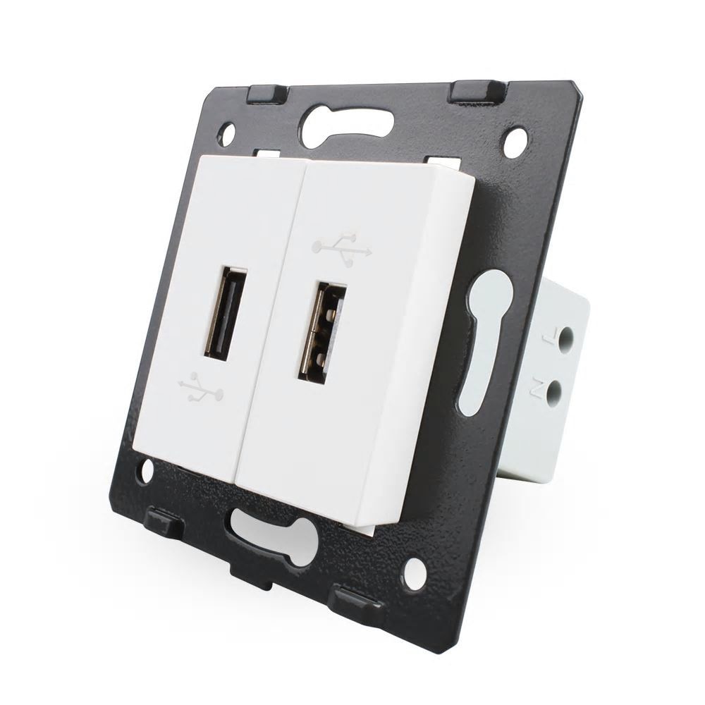 Priza Dubla USB Livolo, Alb