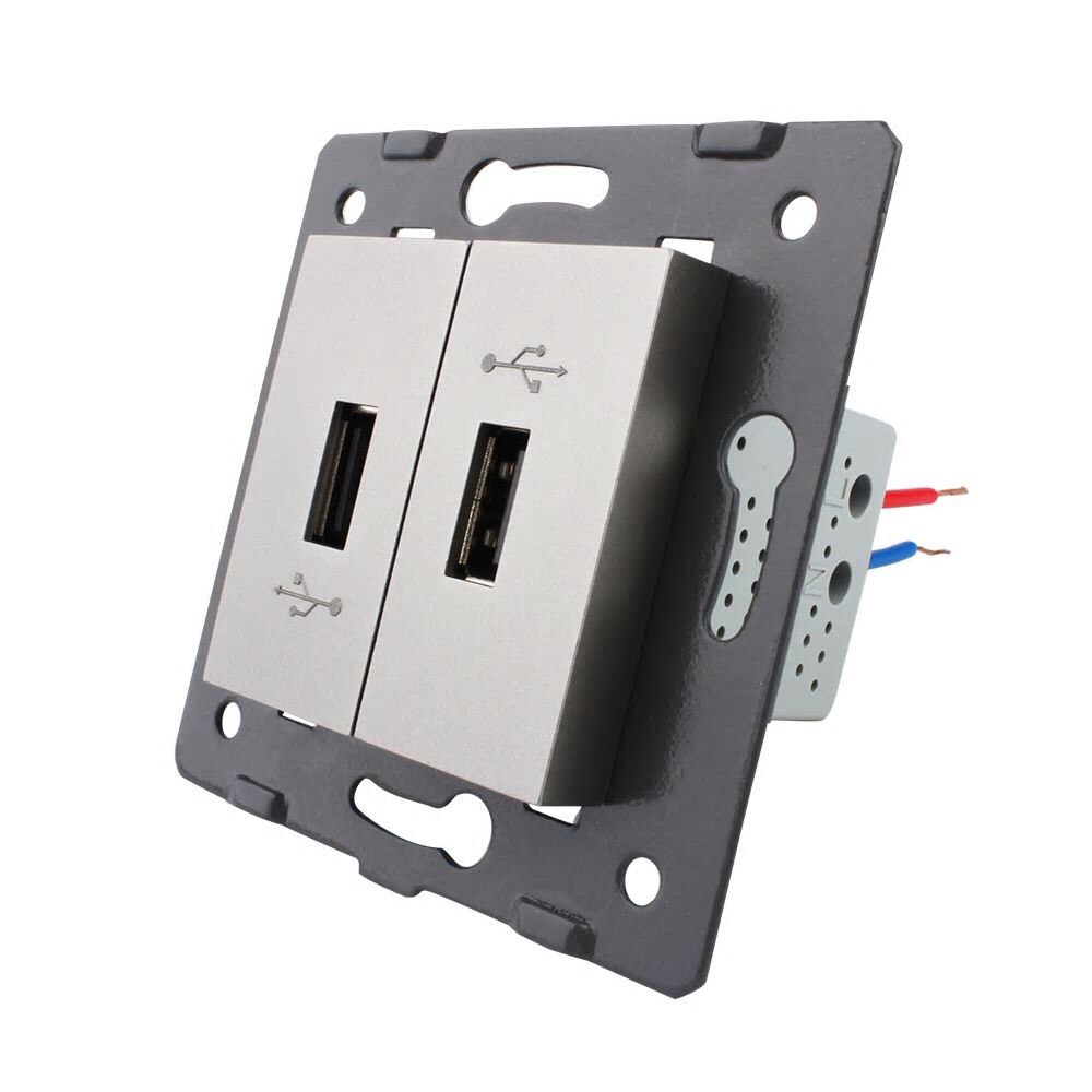 Priza Dubla USB Livolo, Gri