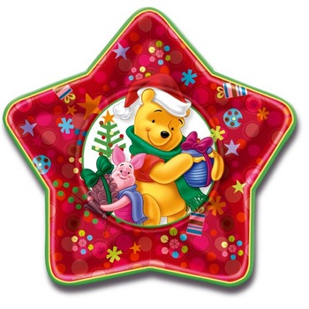 Farfurii petrecere copii 23 cm Winnie the Pooh Christmas, Amscan 550819, Set 5 buc Farfurii petrecere copii 23 cm Winnie the Pooh Christmas, Amscan 550819, Set 5 buc