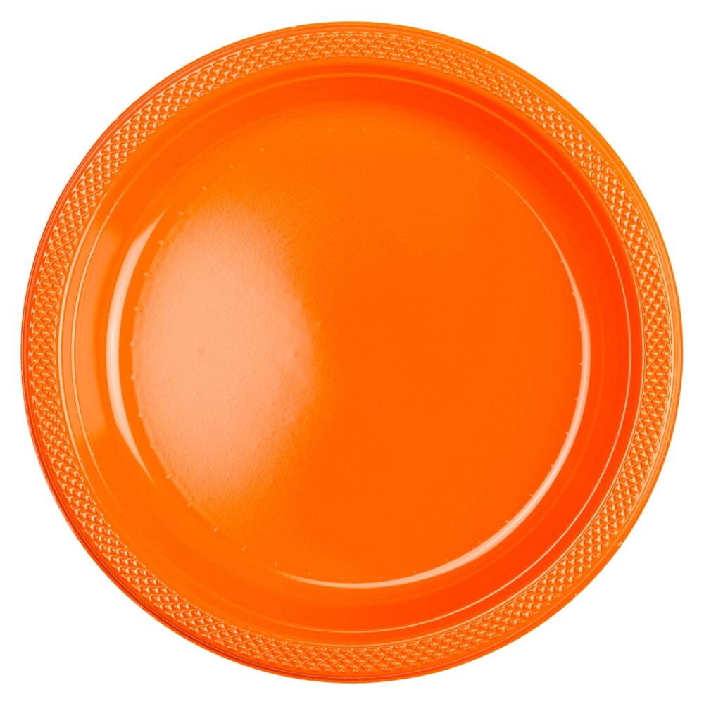 Farfurii orange din plastic - 18cm, Amscan 552284-05, Set 10 buc