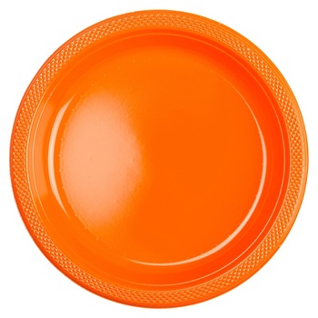 Farfurii orange din plastic - 18cm, Amscan 552284-05, Set 10 buc Farfurii orange din plastic - 18cm, Amscan 552284-05, Set 10 buc