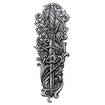 Tatuaj temporar pentru brate sau picioare monocrom, big zise 48 x 17 cm, #Q/038 - Tattoo Temporary Phuture® Tatuaj temporar pentru brate sau picioare monocrom, big zise 48 x 17 cm, #Q/038 - Tattoo Temporary Phuture®