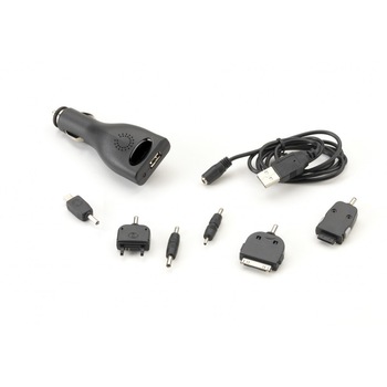 Incarcator auto pentru telefon cu sase adaptoare diferite , conectare la priza masinii 12v , iesire usb Incarcator auto pentru telefon cu sase adaptoare diferite , conectare la priza masinii 12v , iesire usb