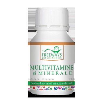 Multivitamine si minerale, 180 capsule, Freeways, asigura necesarul zilnic de vitamine si minerale esentiale Multivitamine si minerale, 180 capsule, Freeways, asigura necesarul zilnic de vitamine si minerale esentiale