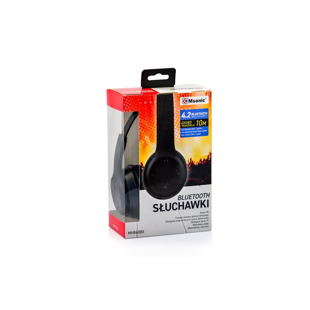 Set casti microfon Bluetooth 4.2, Msonic, MH860BX, pliere, negru