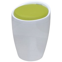 Taburet de bar cu sezut detasabil, vidaXL, Cadru de plastic ABS si piele artificiala, Alb cu verde, 35 x 36 x 51 cm