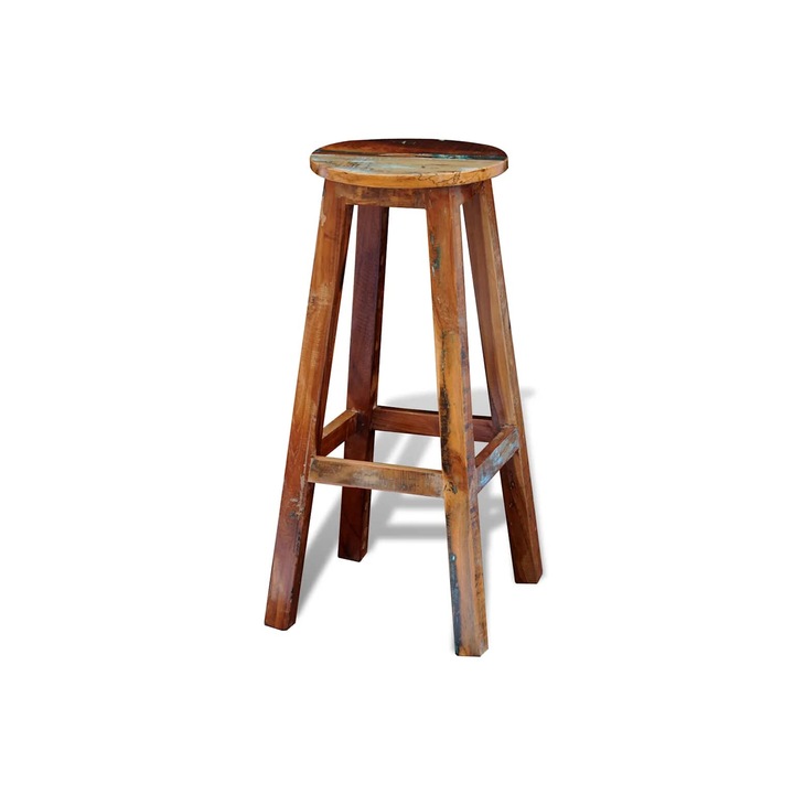 Scaun de bar din lemn reciclat, vidaXL, Maro, 30 x 75 cm