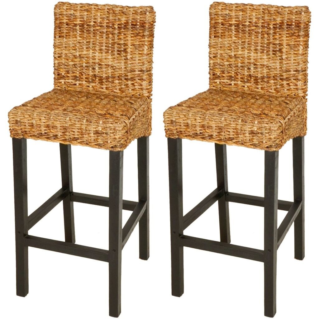 Set de 2 scaune de bar din abaca, vidaXL , Maro, 45 x 44 x 111 cm