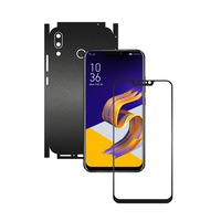 Folie Protectie Carbon Skinz pentru Asus Zenfone 5, 5z - Negru Mat 360 Cut, Skin Adeziv Full Body Cover pentru Rama Ecran, Carcasa Spate si Laterale