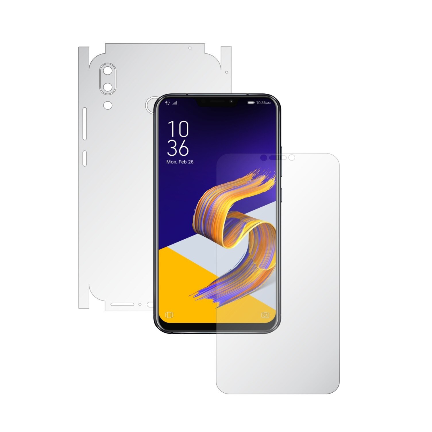 Folie Full Body Invisible Skinz HD pentru Asus Zenfone 5, 5z - Folie Protectie Siliconica Ultra-Clear cu taiere 360 Cut pentru Ecran, Carcasa Spate si Laterale, Skin Adeziv Transparent, Edge to Edge Cover