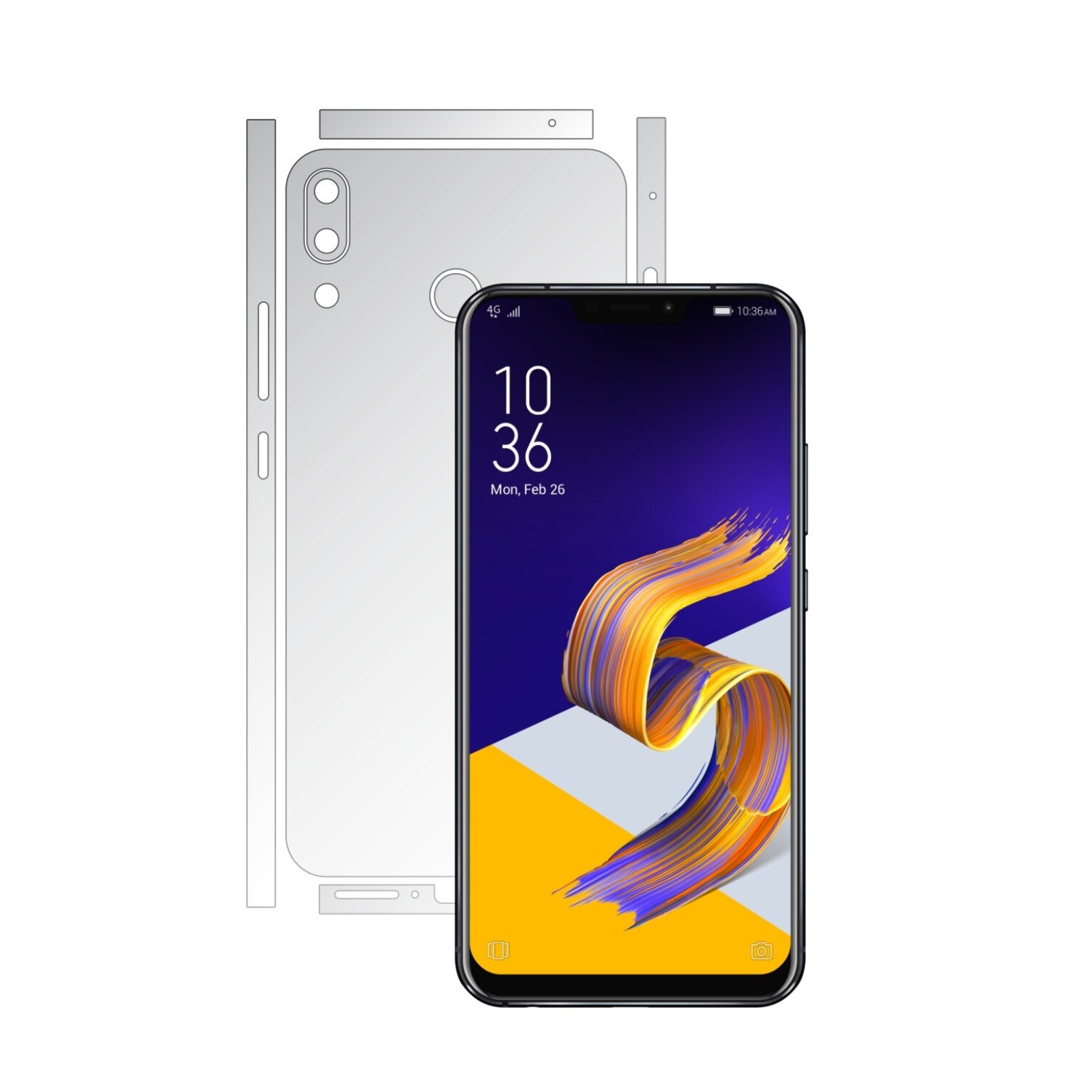 Folie Protectie spate Invisible Skinz HD pentru Asus Zenfone 5, 5z - Folie Siliconica Ultra-Clear cu taiere Split Cut pentru Carcasa Spate si Laterale, Skin Adeziv Transparent, Edge to Edge Full Case Cover