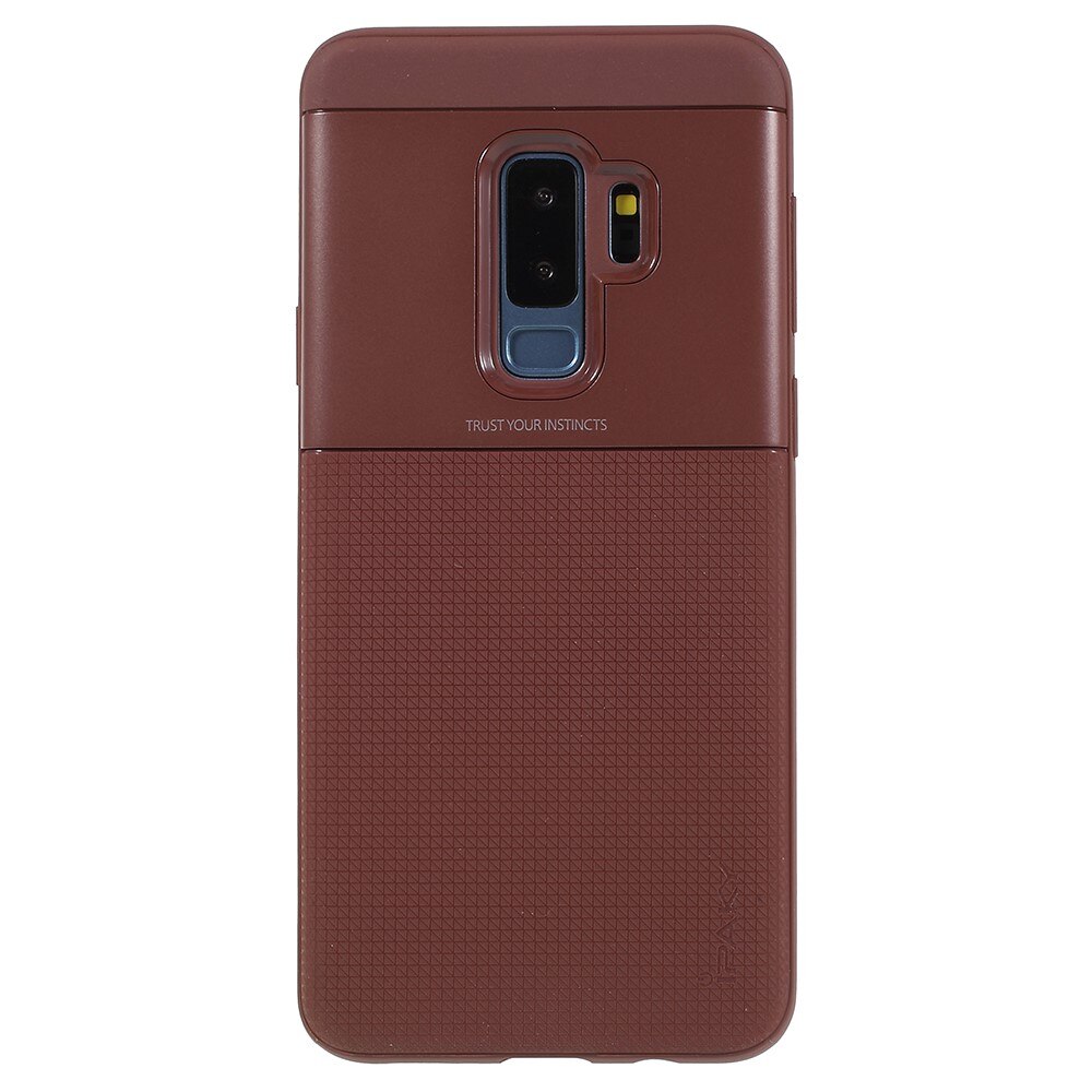 Husa Samsung Galaxy S9 Plus Ipaky Elegant Grid Design TPU Hybrid Maro/Brown