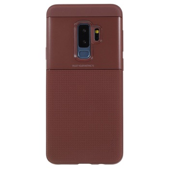 Husa Samsung Galaxy S9 Plus Ipaky Elegant Grid Design TPU Hybrid Maro/Brown Husa Samsung Galaxy S9 Plus Ipaky Elegant Grid Design TPU Hybrid Maro/Brown