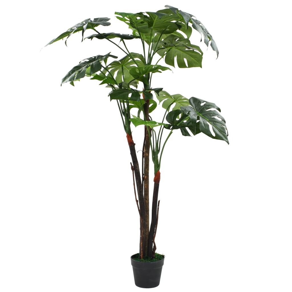 Planta artificiala Monstera cu ghiveci, vidaXL, Lemn, 130 cm, Verde deschis