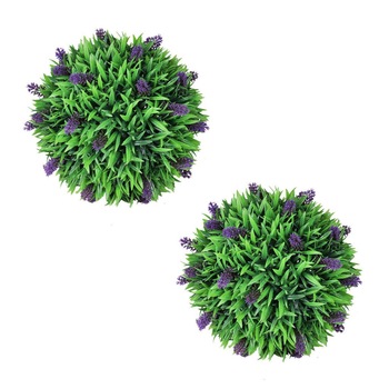 Set de 2 sfere de iarba artificiala si lavanda,vidaXL, Plastic, 30 cm, Verde Set de 2 sfere de iarba artificiala si lavanda,vidaXL, Plastic, 30 cm, Verde