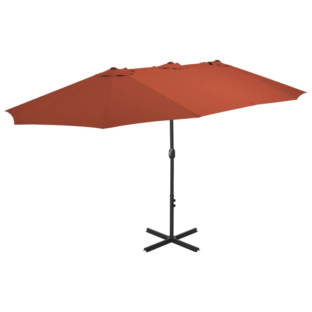 Umbrela de exterior, cadru din aluminiu, vidaXL, Tesatura, 460 x 270 cm, Portocaliu