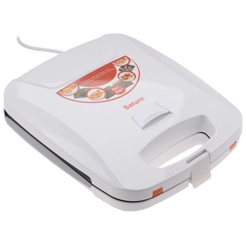 Sandwich Marker 4 in 1 Saturn ST-EC7030, 1200 w ,placi sandwich,grill, cake si briose,culoare alb Sandwich Marker 4 in 1 Saturn ST-EC7030, 1200 w ,placi sandwich,grill, cake si briose,culoare alb