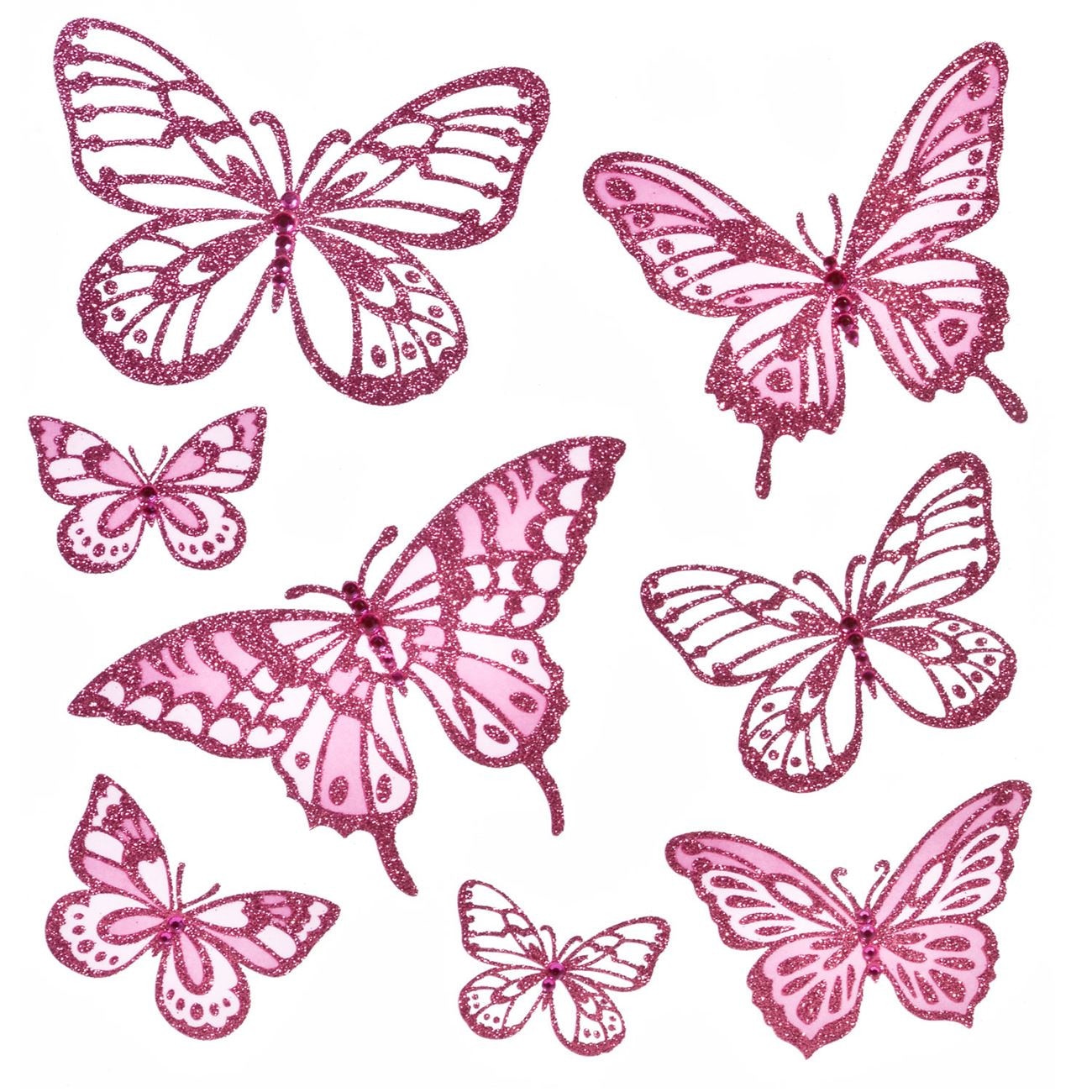 Stickere adezive perete fluturi roz - 32 x 30 cm