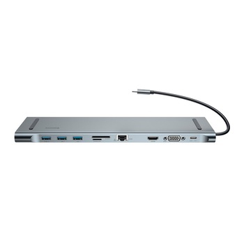 Hub adaptor multifunctional cu 10 porturi diferite , Baseus Enjoyment 10 in 1 , usb Type C , gri Hub adaptor multifunctional cu 10 porturi diferite , Baseus Enjoyment 10 in 1 , usb Type C , gri