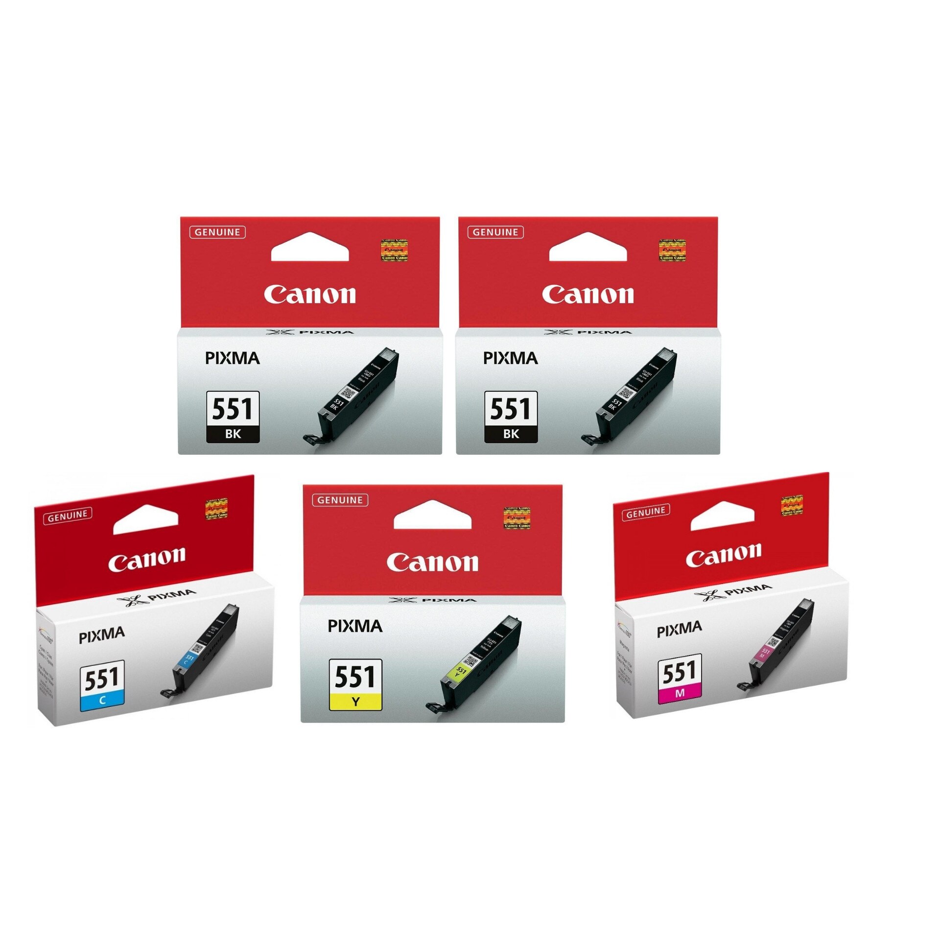 Pachet cartuse cerneala CLI-551 negru x 2,cyan,magenta,galben Canon original 4560 pagini