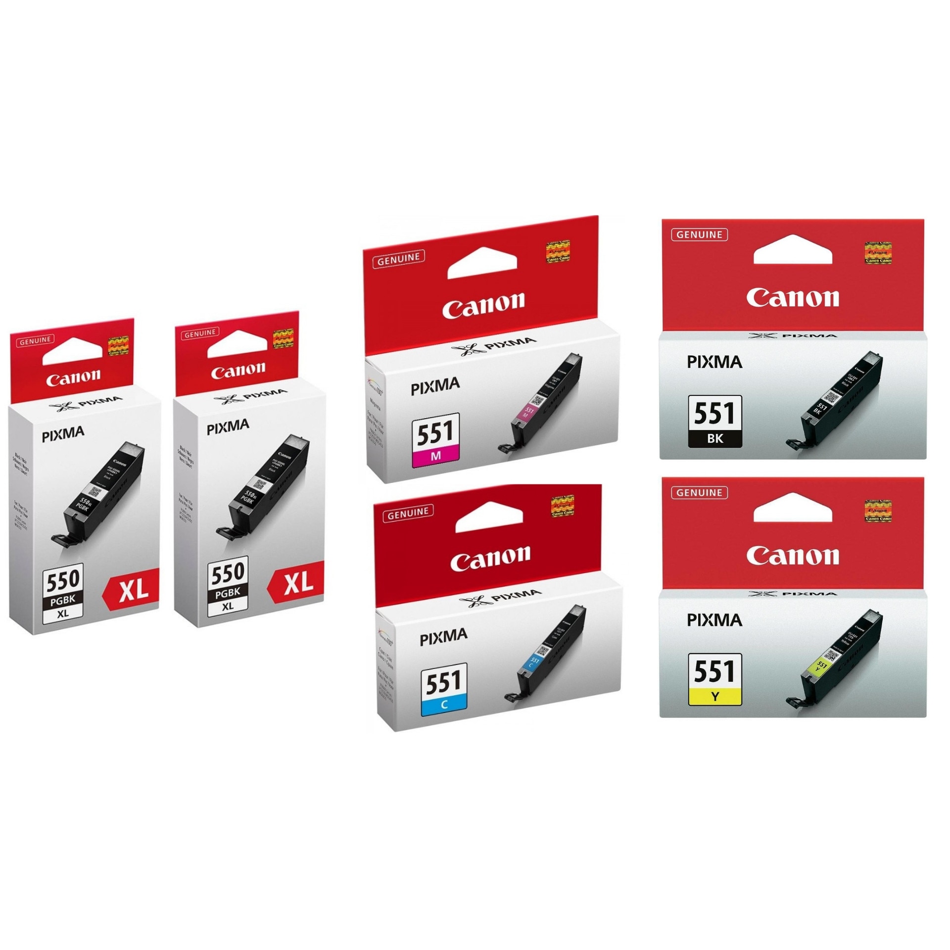 Pachet cartuse cerneala PGI-550XL negru x 2 ,CLI-551 negru,cyan,magenta,galben Canon original 3765 pagini