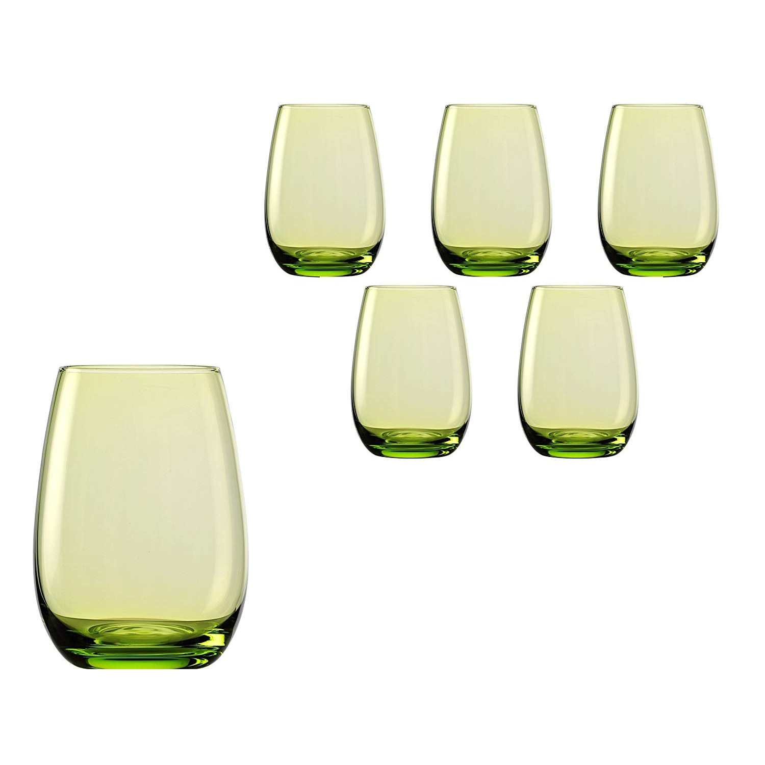 Set 6 pahar oblic, fara picior, culoare Verde, 465 ml, Stolzle, Elements