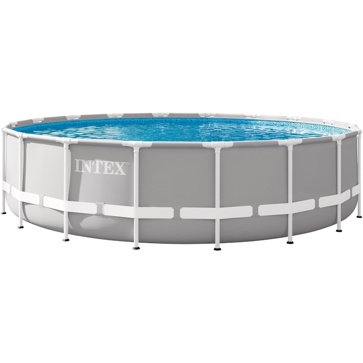 Piscina rotunda cu cadru metalic Prism Frame Premium Intex 26732NP, D549xH122 cm, include pompa cu filtru 28636 (5.678 l), scara acces, protectie baza piscina si prelata acoperire piscina