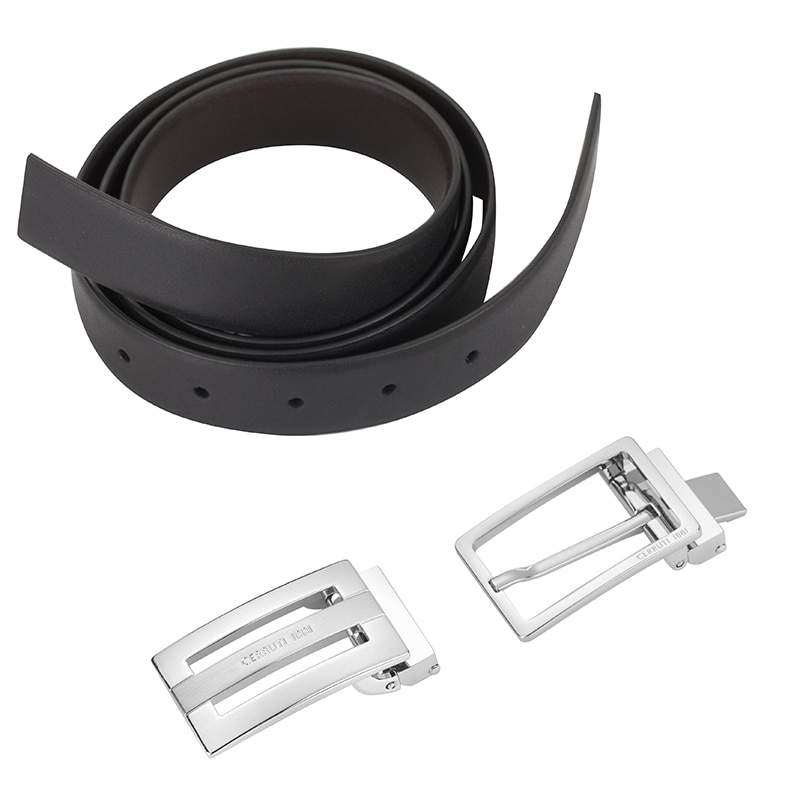Curea din piele naturala, Cerruti, RR016, 110/125cm, Negru