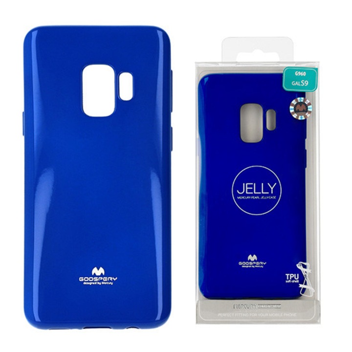 Комплект Гръб Jelly Metal Samsung S9 + Протектор стъклен , тъмен син