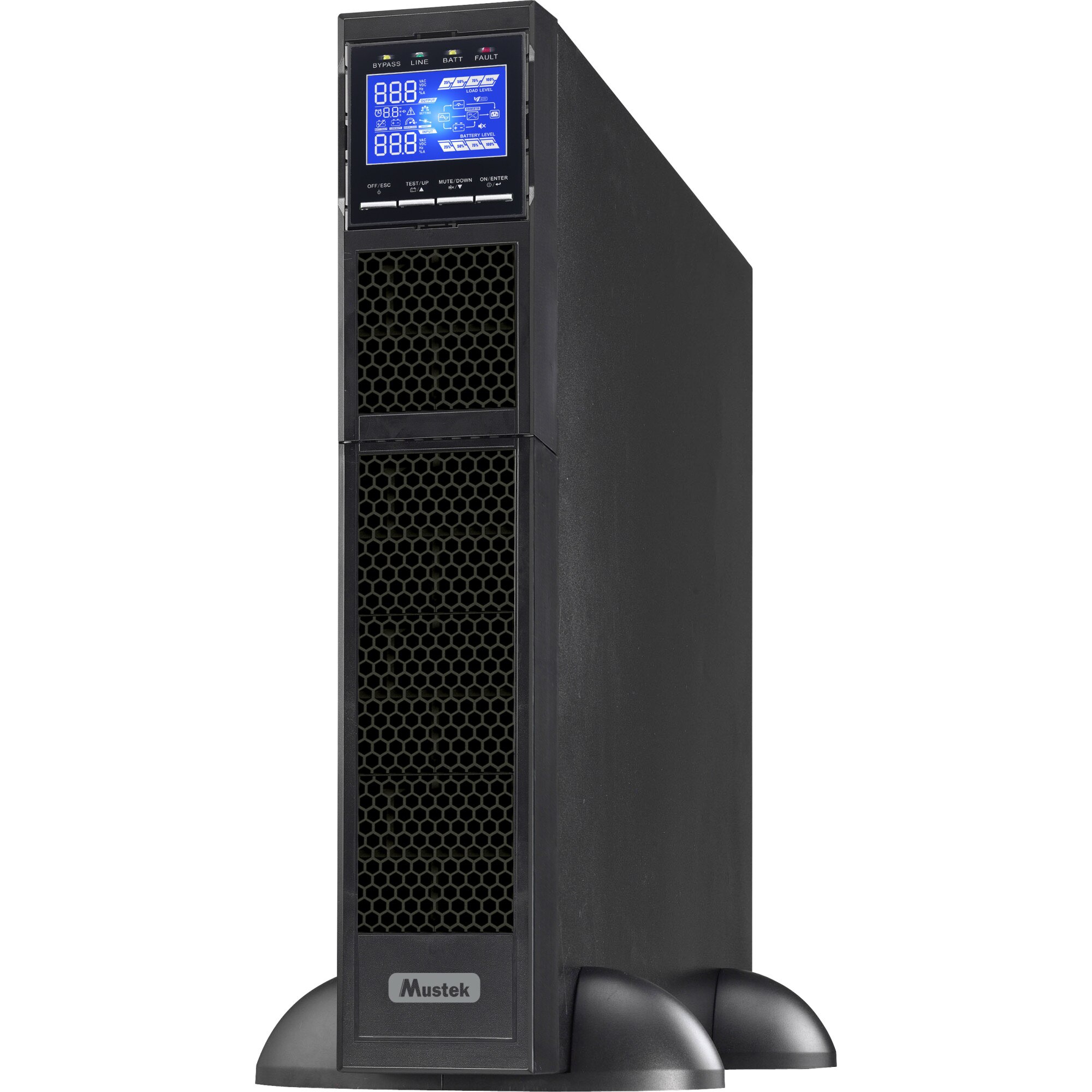 UPS MUSTEK Online cu Sinusoida Pura, rack,10000VA/ 10000W, AVR, iesire Terminal Block, display LCD, USB, RS232,dubla conversie, rack2U