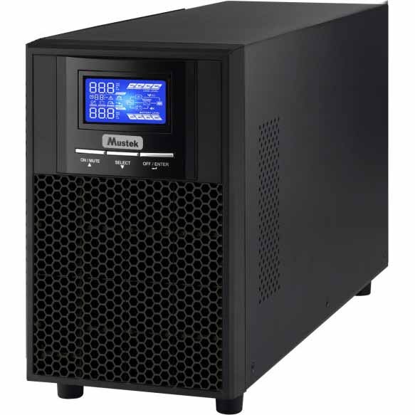 UPS MUSTEK Online cu Sinusoida Pura, tower, 2000VA/ 2000W, AVR, 8 x socket IEC, display LCD, USB, RS232, dubla conversie