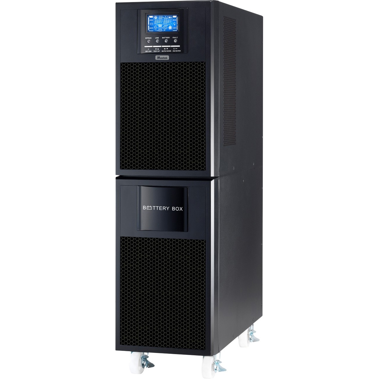 UPS MUSTEK Online cu Sinusoida Pura, tower, 6000VA/ 6000W, AVR, iesire Terminal Block, display LCD, USB, RS232, dubla conversie