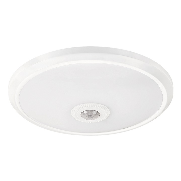 Plafoniera LED integrat Rabalux Gabriel, cu senzor miscare, 12W, 285mm, metal/plastic