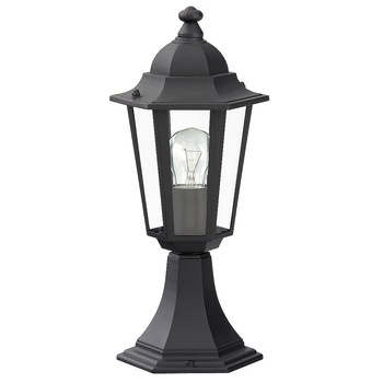 Stalp iluminat exterior Rabalux Velence, E27, 60W, IP43, 40cm, metal/sticla, Negru Stalp iluminat exterior Rabalux Velence, E27, 60W, IP43, 40cm, metal/sticla, Negru