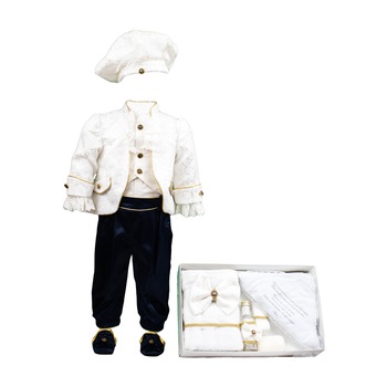 Set botez Regal, doua piese albe, varsta 3-6 luni Set botez Regal, doua piese albe, varsta 3-6 luni