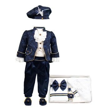 Set botez Regal, doua piese bleumarin, varsta 6-9 luni Set botez Regal, doua piese bleumarin, varsta 6-9 luni