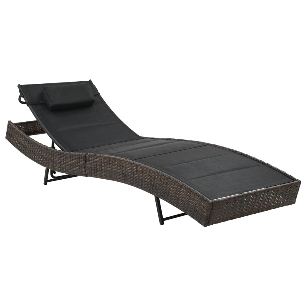 Sezlong cu spatar reglabil, vidaXL, Poliratan, Maro, 213 x 70 x 40 cm