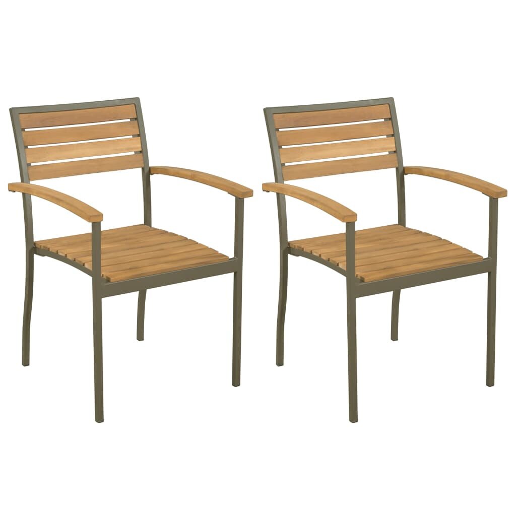 Set 2 scaune stivuibile gradina/terasa/balcon, vidaXL, Lemn, Maro, 56 x 56 x 84 cm