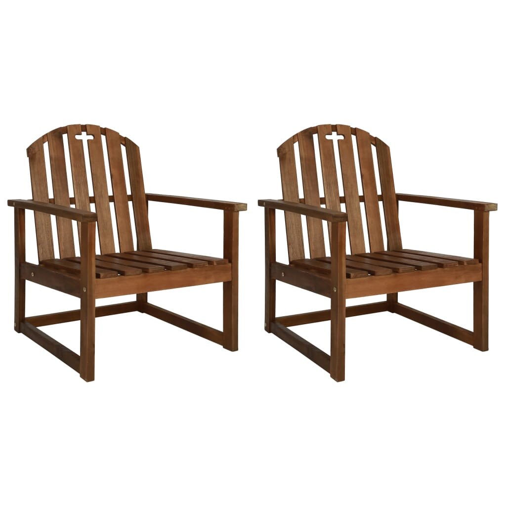 Set de 2 scaune de gradina, vidaXL, Lemn masiv de acacia, Maro, 60 x 63 x 79 cm
