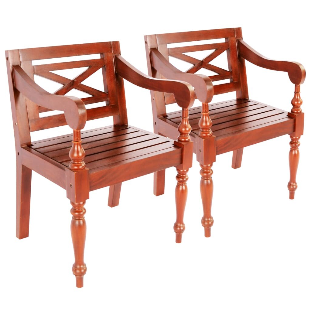 Set 2 scaune gradina/terasa/balcon, vidaXL, Lemn masiv mahon, Maro inchis, 58 x 50 x 82 cm